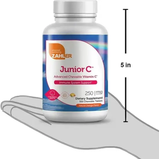 Zahler Junior C, Chewable Vitamin C for Kids, Immune System Support, Certified Kosher, 500 Orange Flavored Chewable Tablets image {3}