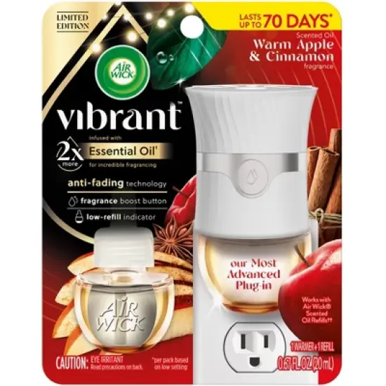 Air Wick Vibrant Scented Oil Air Freshener Starter Kit - Warm Apple & Cinnamon - 0.67 fl oz/2pk image {9}