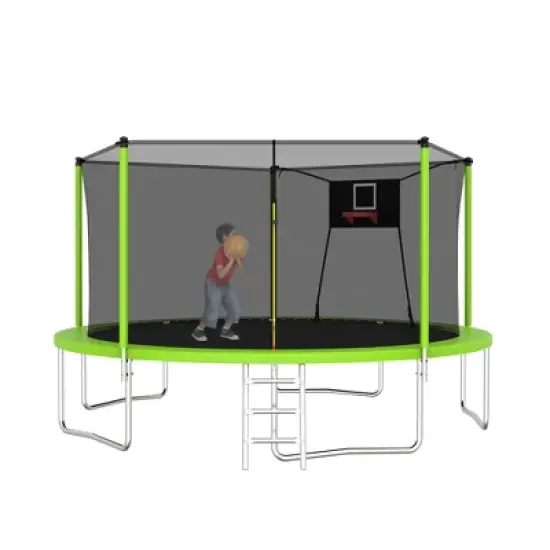 Dexmalle 14FT Trampoline ,Sports Fitness Trampolines with Enclosure Net image {9}