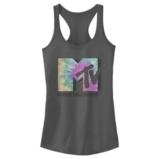 Junior's MTV Tie Dye Block Logo Racerback Tank Top image {2}