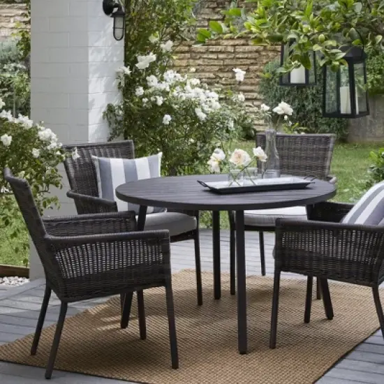 Basketweave Outdoor Rug Hickory - Smith & Hawken image {3}