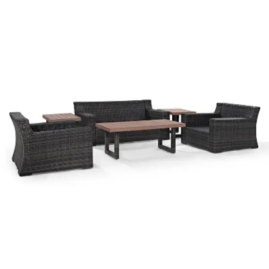 Beaufort 6pc Outdoor Wicker Conversation Set - Mist - Crosley image {6}