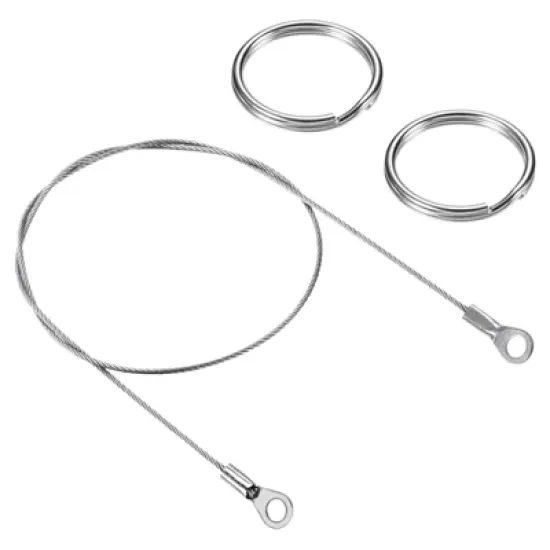 Unique Bargains Stainless Steel Retractable Thin Lanyard Cables with Key Rings 10 Pcs image {6}