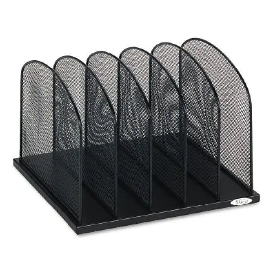 Safco Onyx Mesh Desk Organizer with Upright Sections, 5 Sections, Letter to Legal Size Files, 12.5" x 11.25" x 8.25", Black image {2}