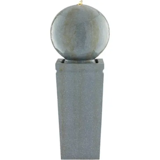 Ball and Pillar 34 1/4" High Large Modern Indoor Outdoor Decor Faux Stone Floor Fountain with Light LED Bubbler Outside Garden Patio image {4}