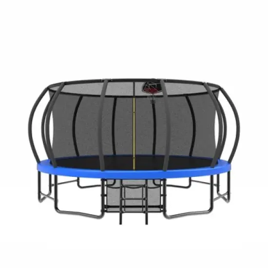 NAYSAYE Trampoline 15FT with Basketball Hoop and Safety Net for Outdoor Fun for Kids and Adults Backyard, Blue, 180.00"*180.00"*108.00" image {4}