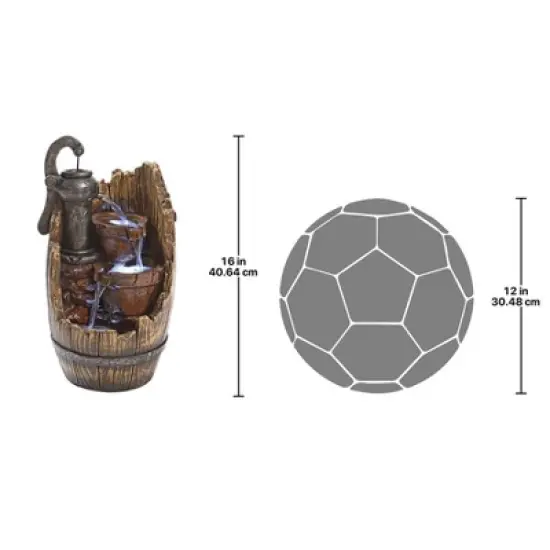 Design Toscano Farm Cistern Barrel Illuminated Garden Fountain image {5}