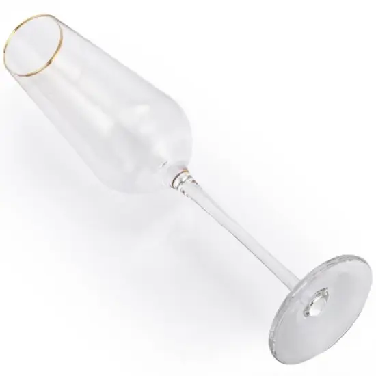 Berkware Tall Champagne Flutes with Gold Tone Rim - 8.1oz image {9}