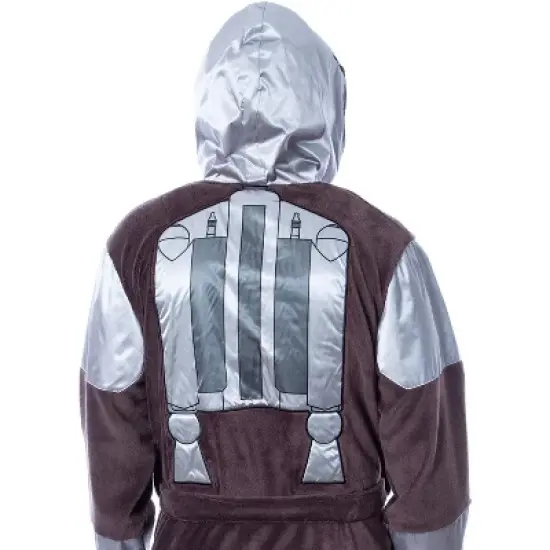 Star Wars Adult The Mandalorian Costume Fleece Robe Bathrobe For Men Women Brown image {2}