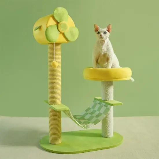 Boersma Multi-Level Cat Tower with Scratching Posts &ndash; Cat Climbing Tree with Hammocks, Viewing Perches, Hanging Toys, Jumping Platforms & for Cats image {5}