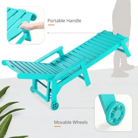 Chaise Lounge Chair with Table, 2-Piece, Outdoor Pool Lounge Chairs with Adjustable Backrest, Resin Patio Lounge Chairs with Wheels for Outside image {4}