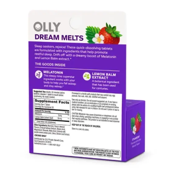 OLLY Vegan Sleep Fast Dissolves Multivitamins 3mg Tablets - 30ct image {5}