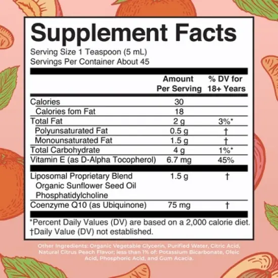 MaryRuth's CoQ10 Liposomal, Citrus Peach, 7.5 oz image {1}