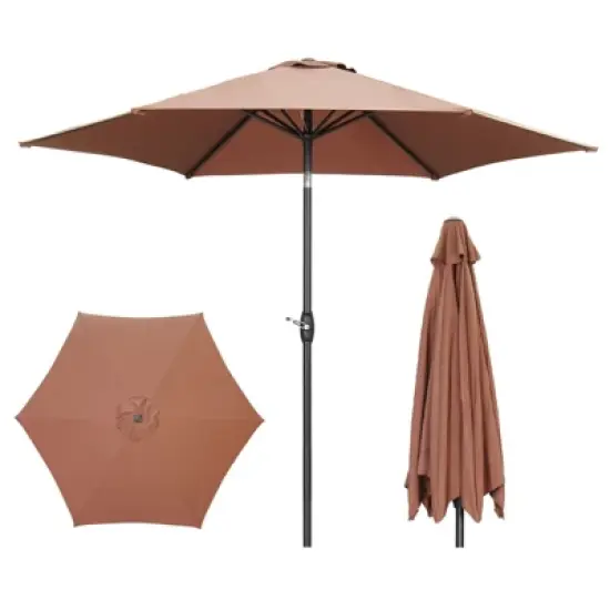 Ainfox 9ft Patio Umbrella Coffee With Umbrella Base image {4}