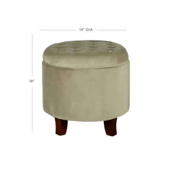 Large Round Button Tufted Storage Ottoman - HomePop image {1}