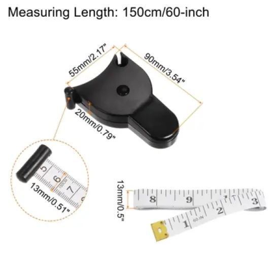 Unique Bargains Retractable Accurate Tailors Tape Dual-sided Rulers and Measuring Tools image {1}