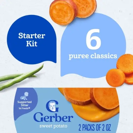 Gerber Baby Food Stage 1 My 1st Veggies Starter Kit Puree Tubs 2oz/6pk image {3}