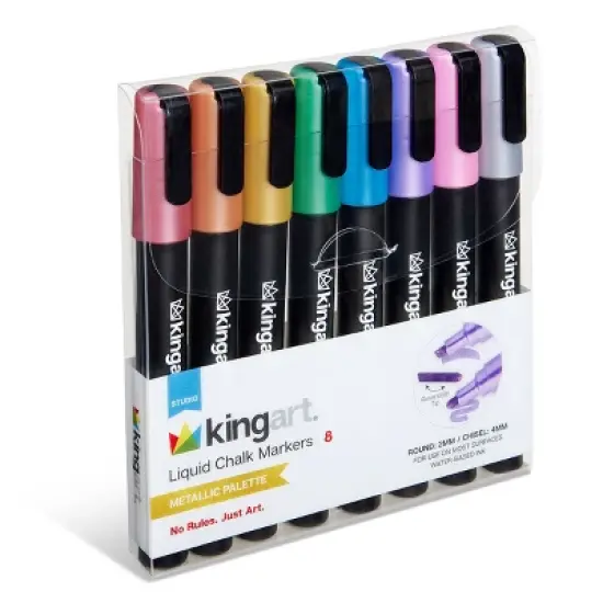 KINGART Liquid Chalk Markers, 8 Metallic Colors image {7}