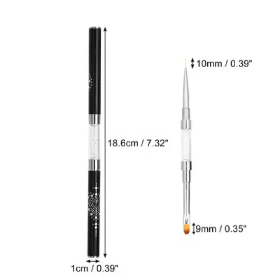 Unique Bargains Double-Ended Nail Art Brushes Tools Kit Black 3 Pcs image {3}