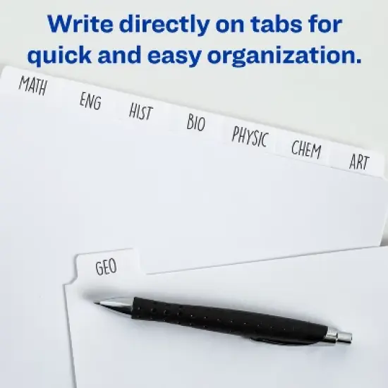 Avery Plain Tab Write & Erase Dividers, 8-Tab, White, 24 Sets (11507) image {1}