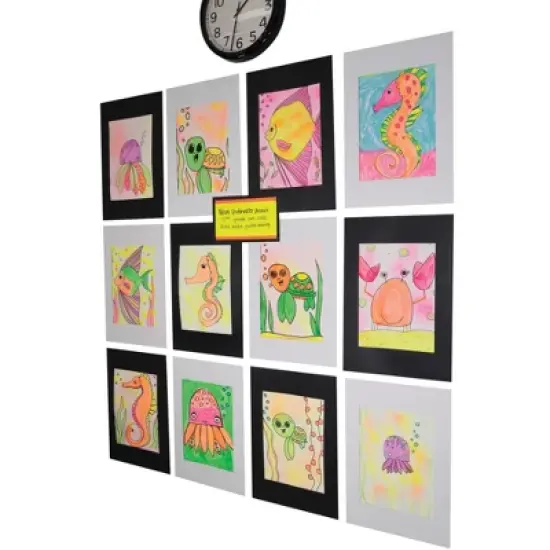 Pacon Pre-Cut Mat Frames, 12 x 18 Inches, Black, Pack of 12 image {2}