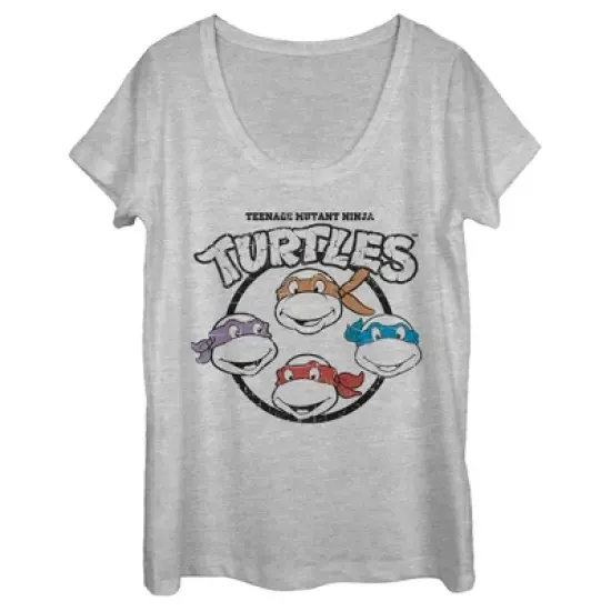 Women's Teenage Mutant Ninja Turtles Distressed Group Logo Scoop Neck image {3}