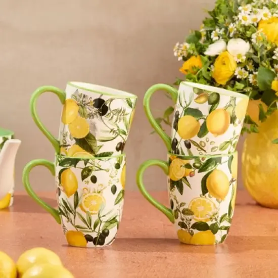 Certified International (Set of 4) 20oz Limone Mugs image {3}