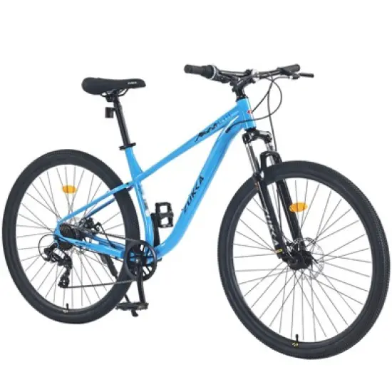 Aukfa 29-Inch Adult and Youth 8-Speed Steel Frame Mountain Bike with Front Suspension, All-Terrain Tires and Dual Disc Brakes image {6}