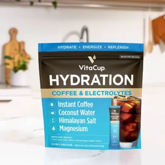 VitaCup Hydration Coffee Instant Packets w/ Electrolytes & Magnesium Medium Roast - 36ct image {4}