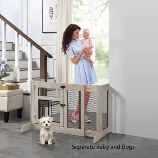 unipaws Walk Through Pet Gate with Dog Door image {2}