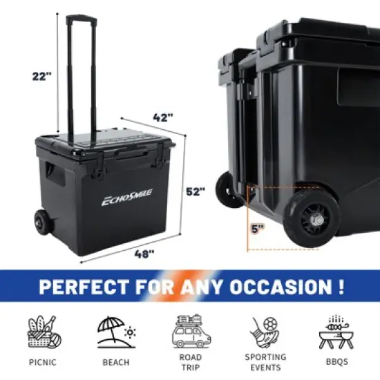 EchoSmile 45 qt. Rotomolded Cooler with Sealing Ring in Black image {2}