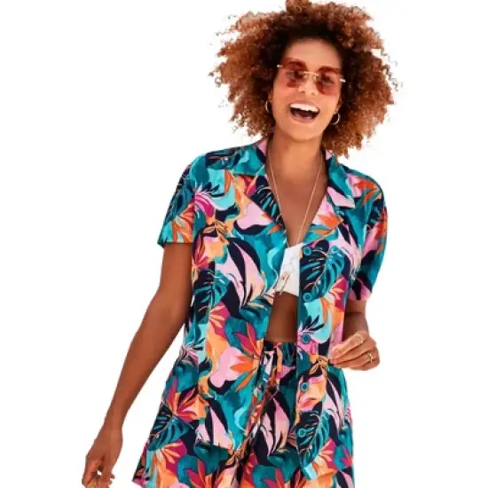 Swimsuits for All Women&rsquo;s Plus Size Button Front Beach Shirt image {3}