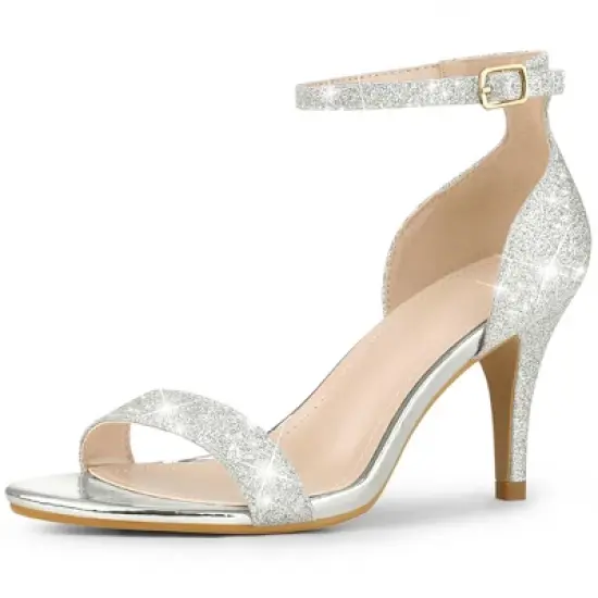 Perphy Women's Glitter Ankle Strap Stiletto Heels image {6}