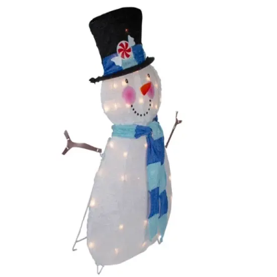 Northlight Lighted Chenille Snowman Outdoor Christmas Decoration - 32" - White Lights image {2}