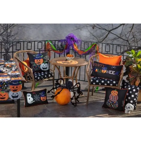 11.5"x18.5" Indoor Halloween Boo Friends Black Rectangular Throw Pillow  - Pillow Perfect image {4}