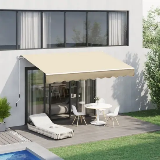 Outsunny Manual Retractable Awning Sun Shade Shelter for Patio Deck Yard with UV Protection and Easy Crank Opening image {2}