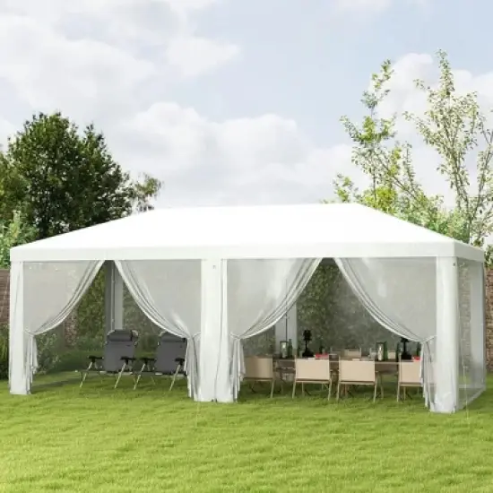 Resenkos Canopy, Outdoor Canopy Tent,10' x 20' Party Tent, Outdoor Wedding Canopy with Removable Sidewalls,White image {10}