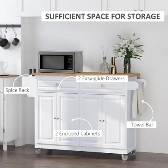 HOMCOM Rolling Kitchen Island Storage Cart Table w/ Drop Leaf Top image {5}