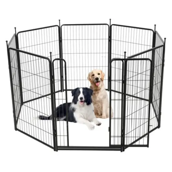 Dog Playpen,48 Inch(H) 18 Ft(L) 8 Panels Dog Fence Indoor/Outdoor ,Heavy Duty Metal Pet Puppy Exercise Pen,  Wide Door Low Threshold image {7}