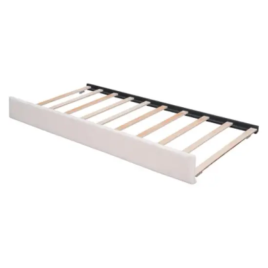 Queen/Full/Twin Size Teddy Fleece Upholstered Platform Bed with Trundle Bed and LED Lights-ModernLuxe image {8}