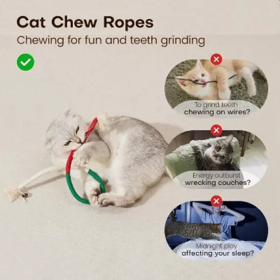 Cat Toys Chew Ropes 3Pcs with Refillable Natural Catnip, Safe Teeth Cleaning Toy for Indoor Kittens image {6}