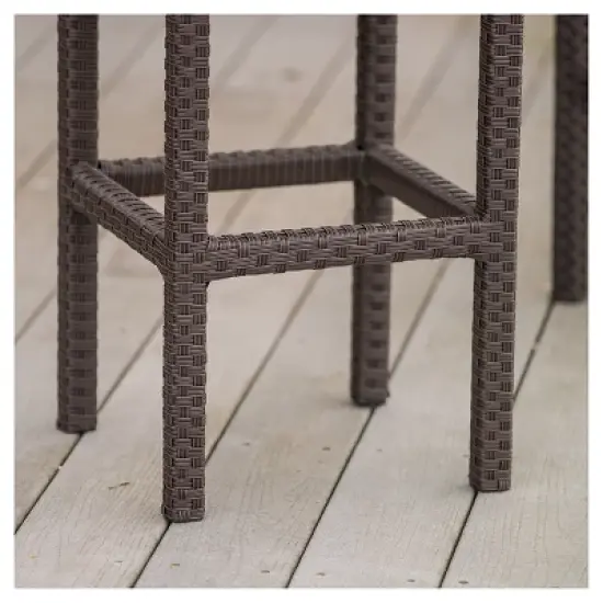 Milton Set of 2 Wicker Patio Backless Barstool - Brown - Christopher Knight Home image {3}