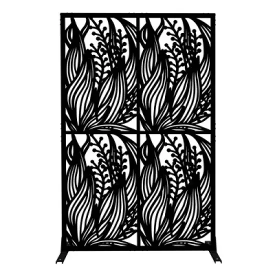 Dolonm Metal Privacy Screens  Free Standing Decorative Privacy Screen,Black Leaf Shape image {9}