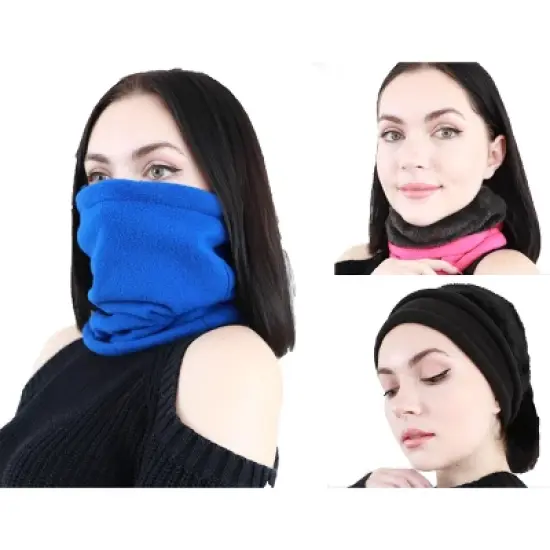 5 Star Super Deals Neck Warmer Winter Double Layer Neck Gaiter - Soft Fleece Circle Loop Scarf Multi 20 in 1 Tube Headwear Face Covering image {10}
