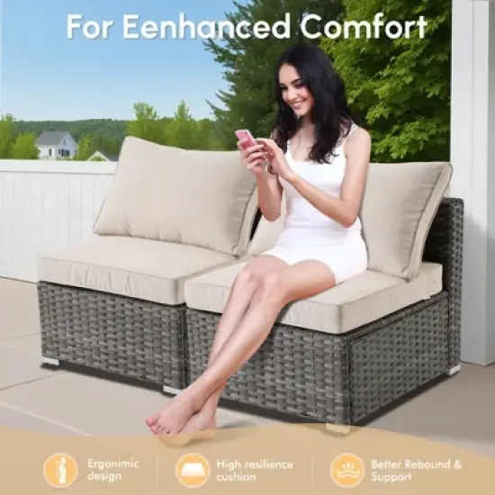 XIZZI Modular Outdoor Patio Furniture Set w/ Optional Coffee Table, Swivel Chair & Firepit - All-Weather, Waterproof & UV-Resistant image {2}