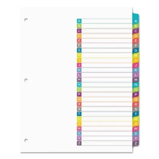 Avery Ready Index Table of Contents Dividers Multicolor Tabs A-Z Letter 11844 image {9}