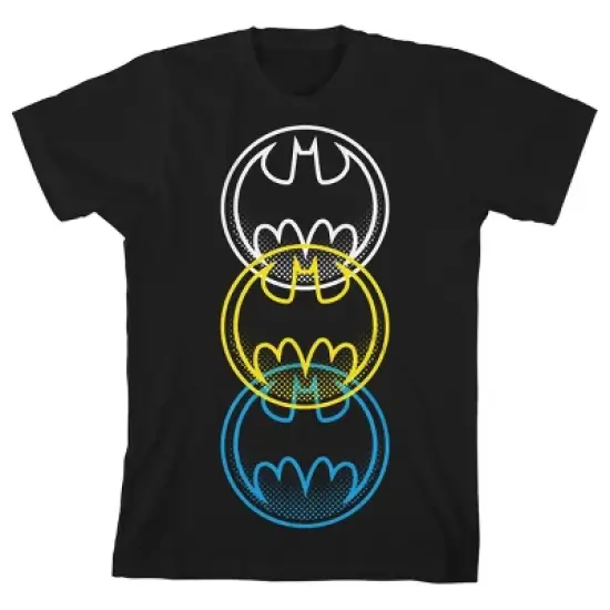 Batman Triple Logo Black T-shirt Toddler Boy to Youth Boy image {2}