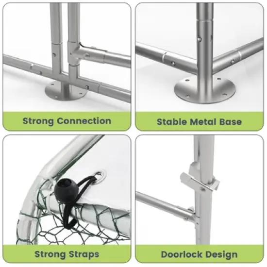 Chicken Coop, Large Chicken Run 9.8x13.1x6.5Ft - Metal Walk-in Cage with Cover, Outdoor Shelter for Ducks, Rabbits, Backyard Farm image {4}