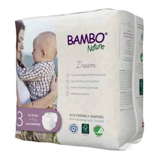Bambo Nature Dream Disposable Diapers, Eco-Friendly, Size 3, 29 Count, 12 Packs, 348 Total image {3}