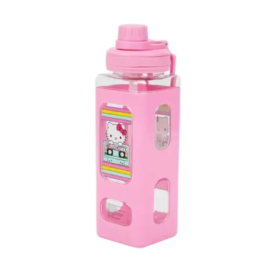 Hello Kitty Cassette Tape 24 Oz Pink Plastic Water Bottle image {2}